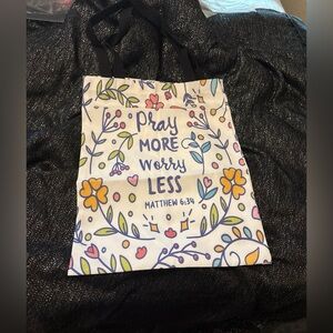 Pray More Worry Less Floral Tote Bag